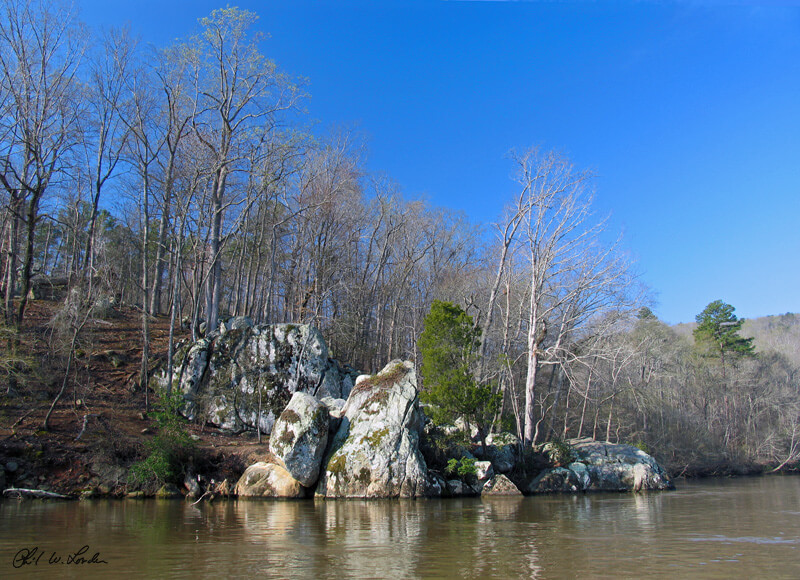 large boulders below Falls Dam